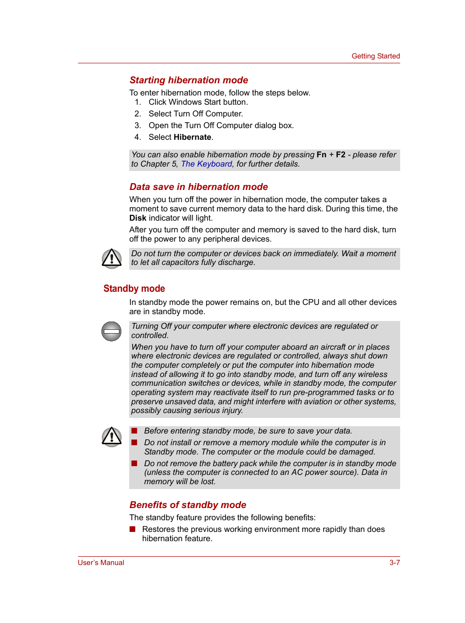 Standby mode | Toshiba NB100 User Manual | Page 41 / 127