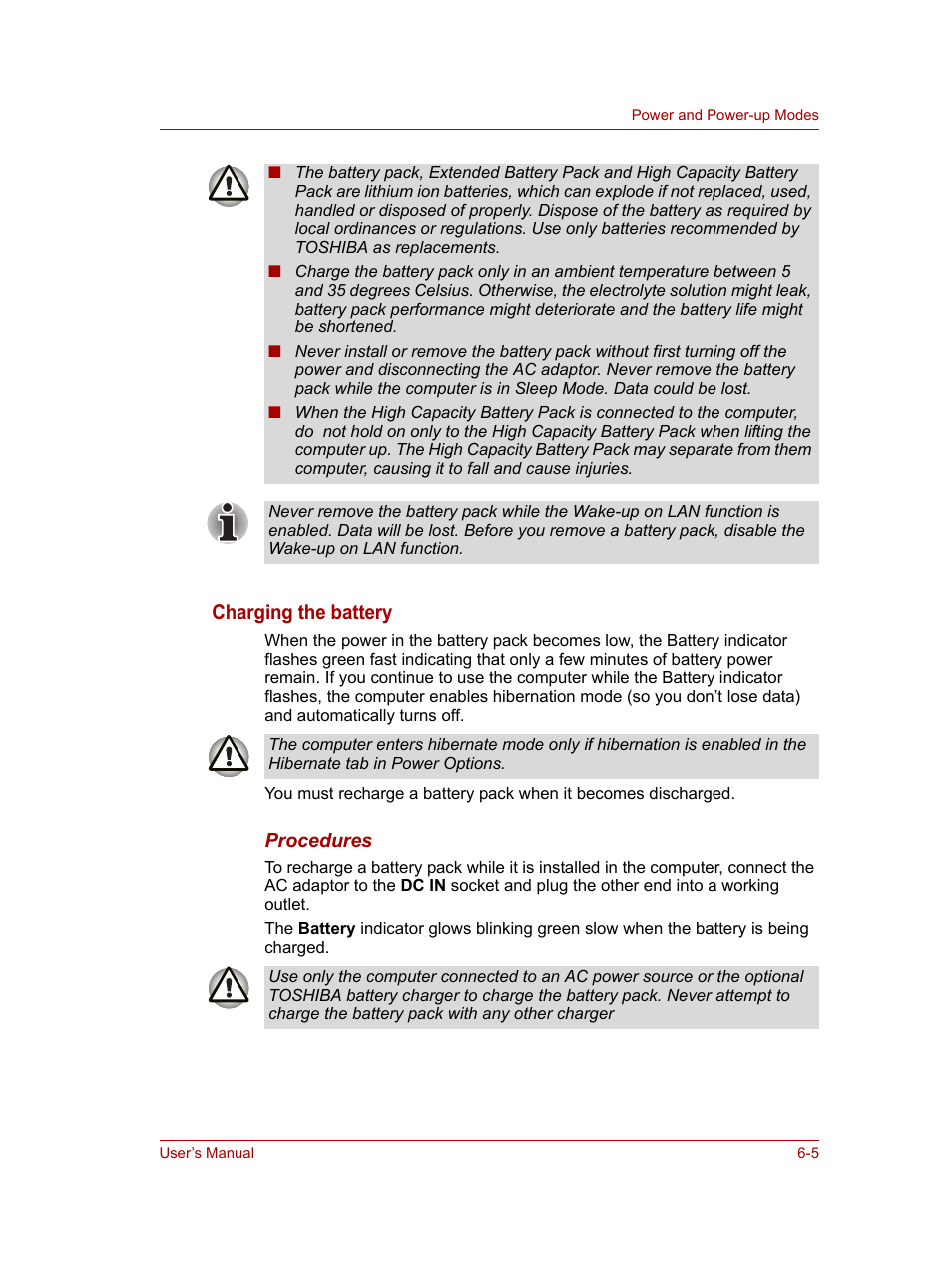 Charging the battery | Toshiba NB100 User Manual | Page 66 / 127