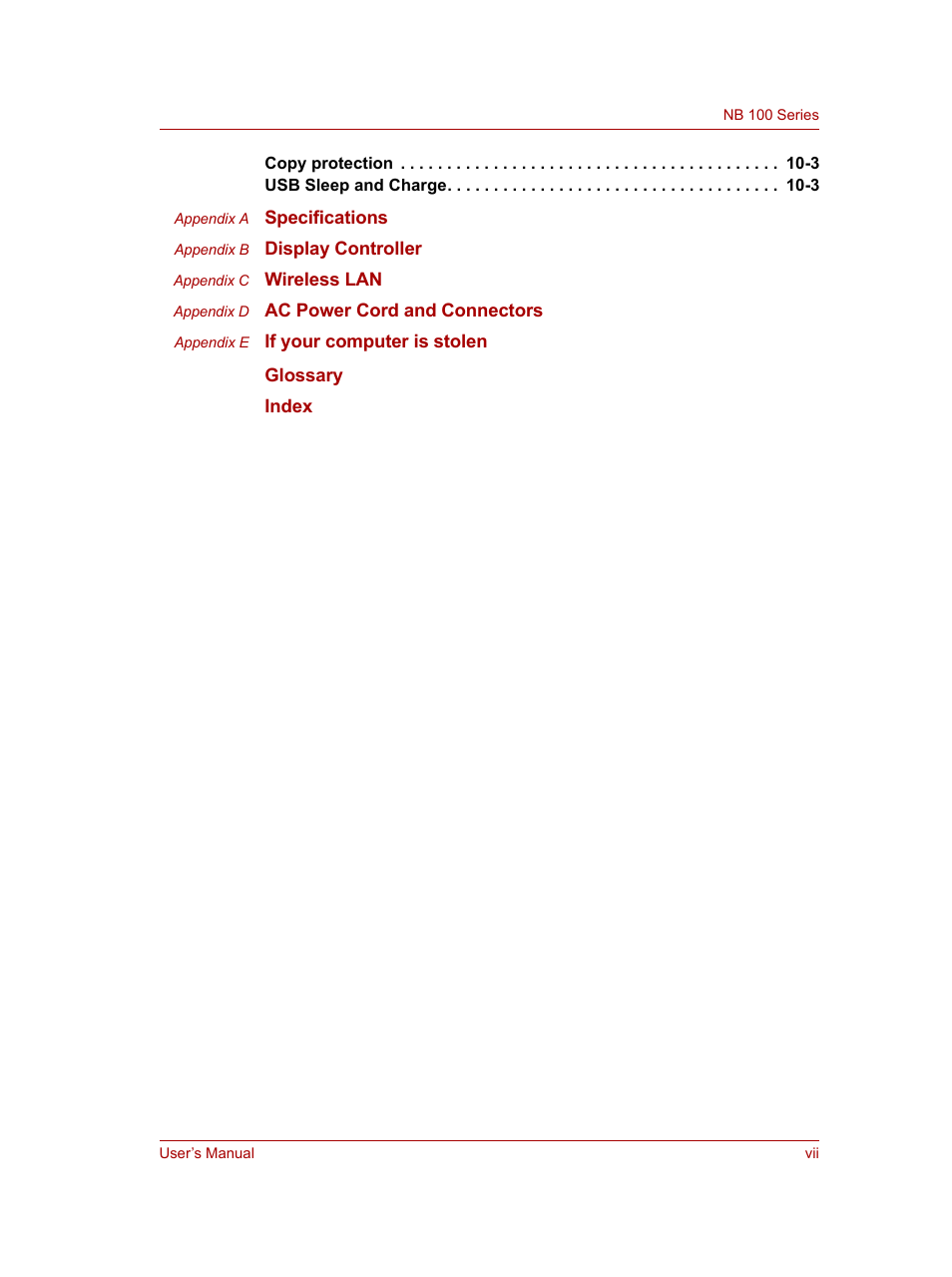 Toshiba NB100 User Manual | Page 8 / 127