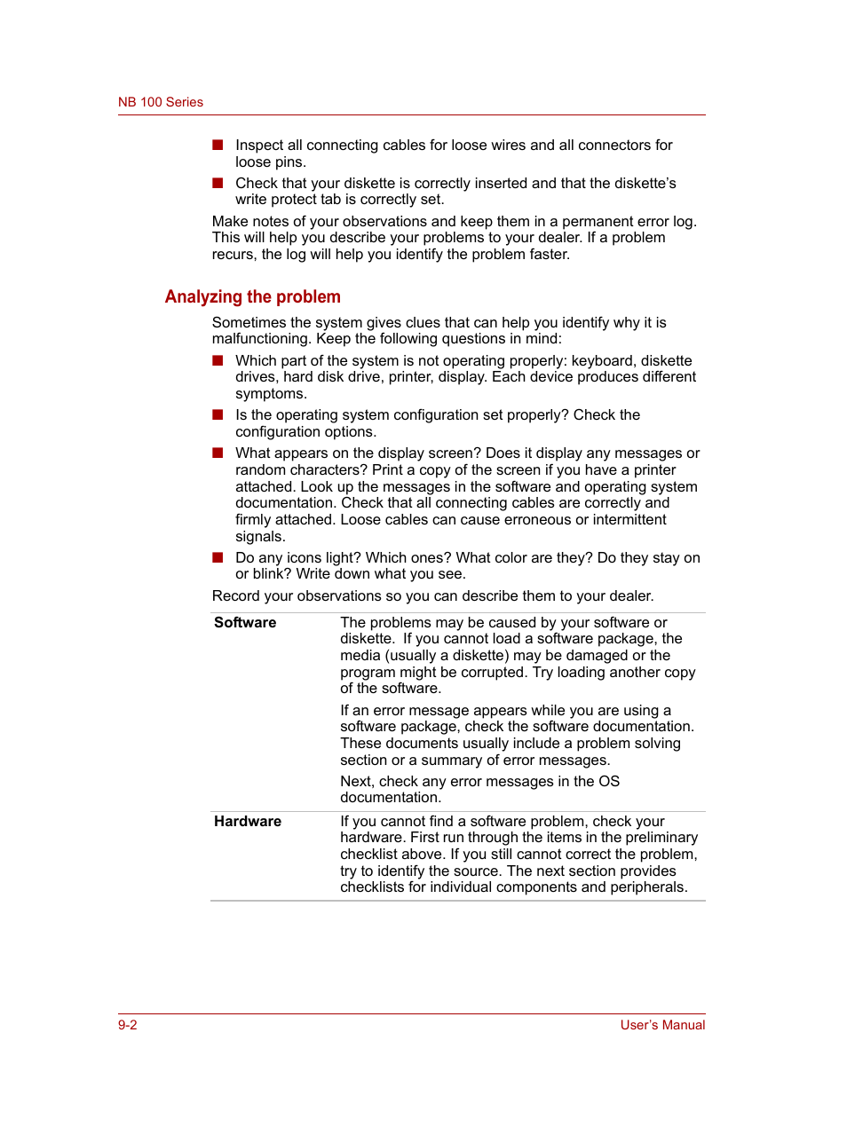 Analyzing the problem | Toshiba NB100 User Manual | Page 88 / 127