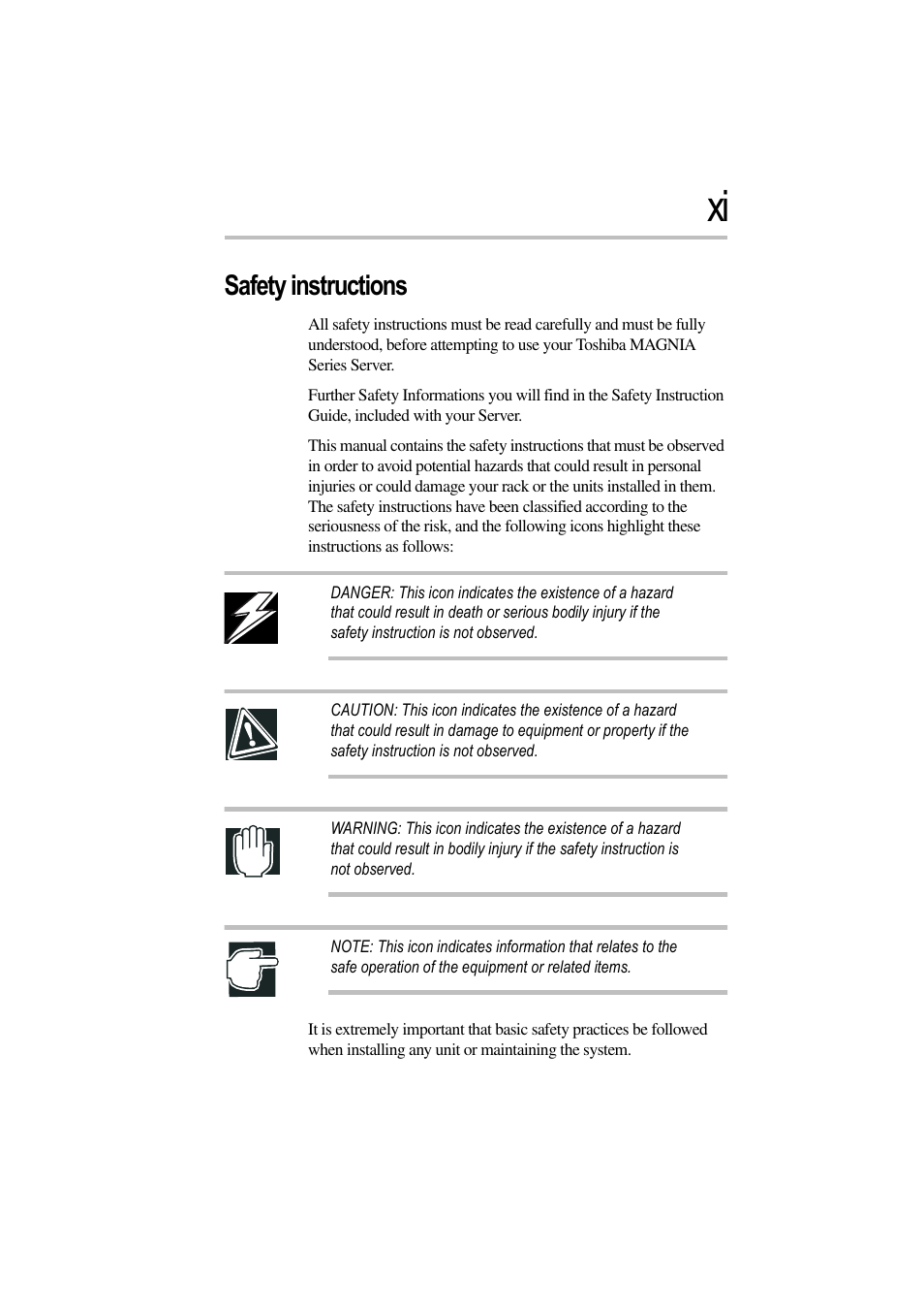 Safety instructions | Toshiba Magnia 3310 User Manual | Page 10 / 257