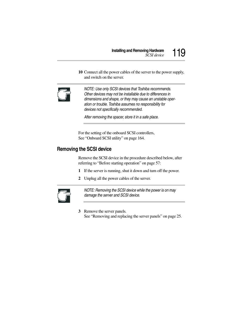 Removing the scsi device | Toshiba Magnia 3310 User Manual | Page 137 / 257