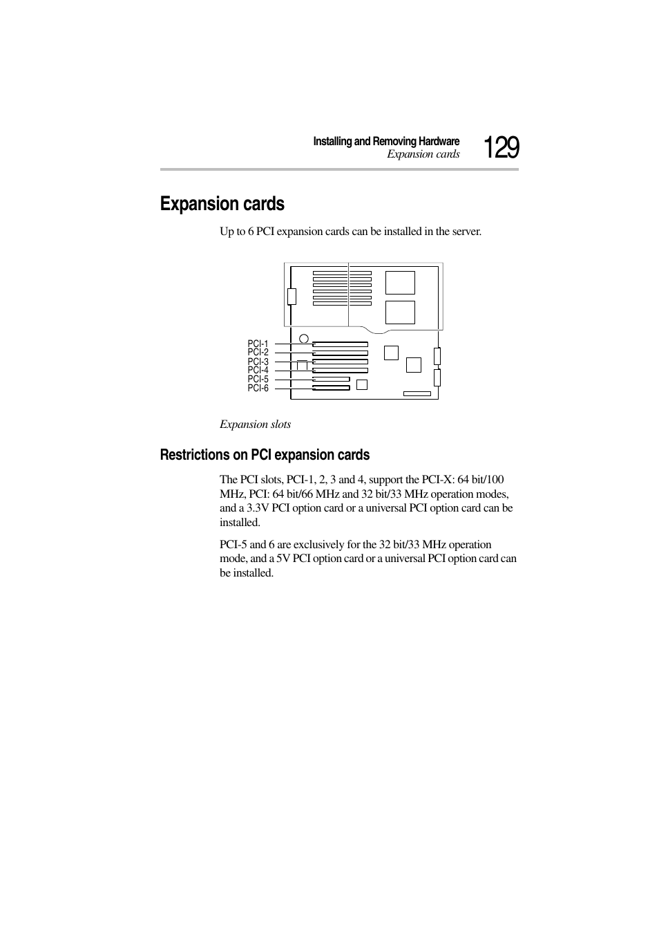 Expansion cards, Restrictions on pci expansion cards | Toshiba Magnia 3310 User Manual | Page 147 / 257