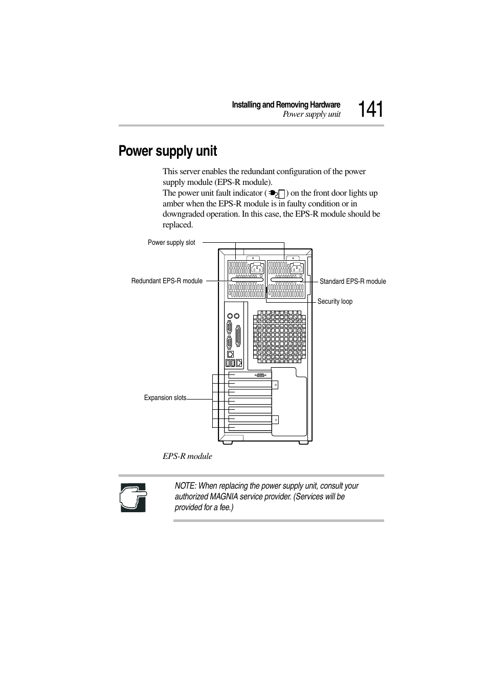 Power supply unit | Toshiba Magnia 3310 User Manual | Page 159 / 257