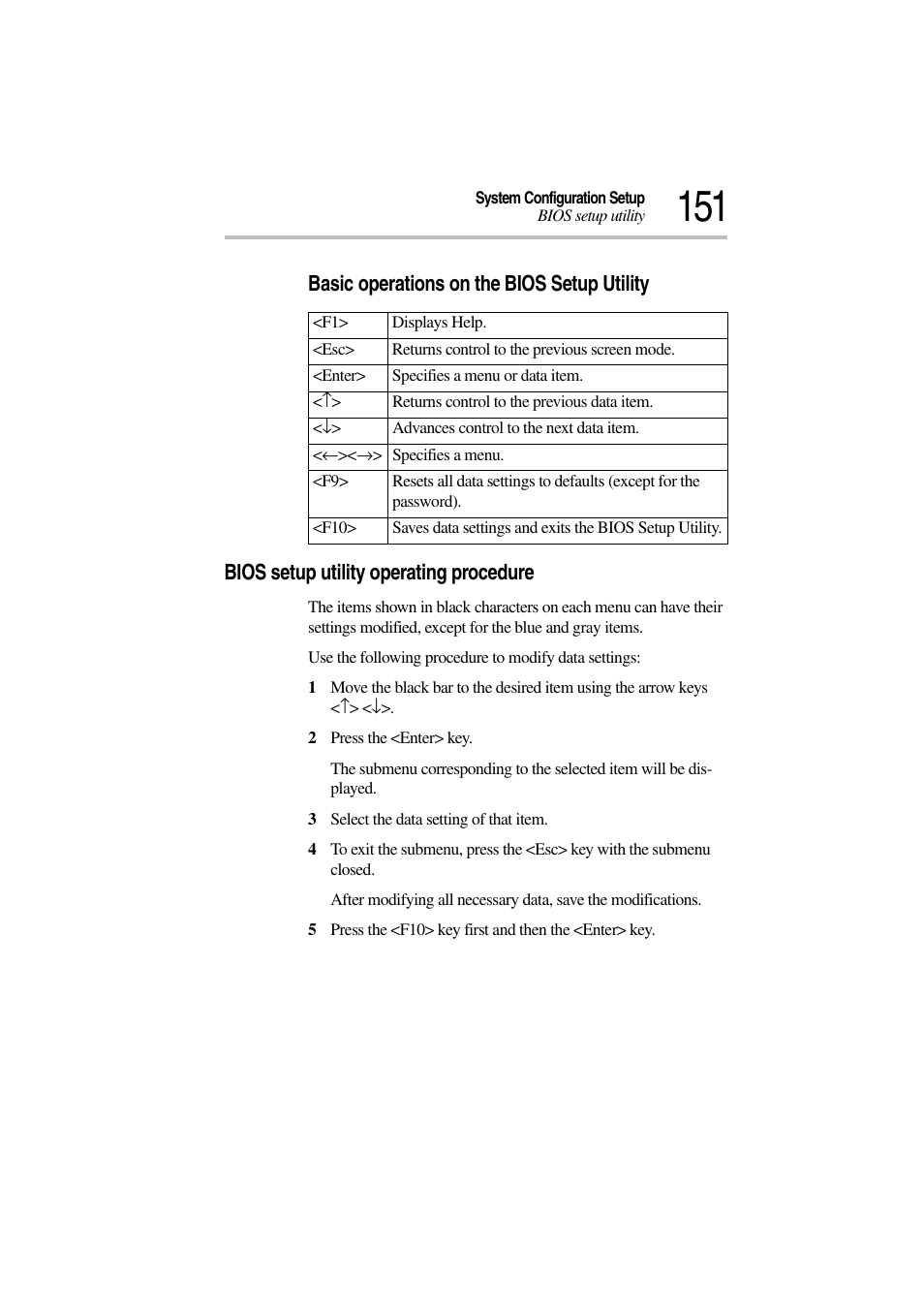 Bios setup utility operating procedure | Toshiba Magnia 3310 User Manual | Page 169 / 257