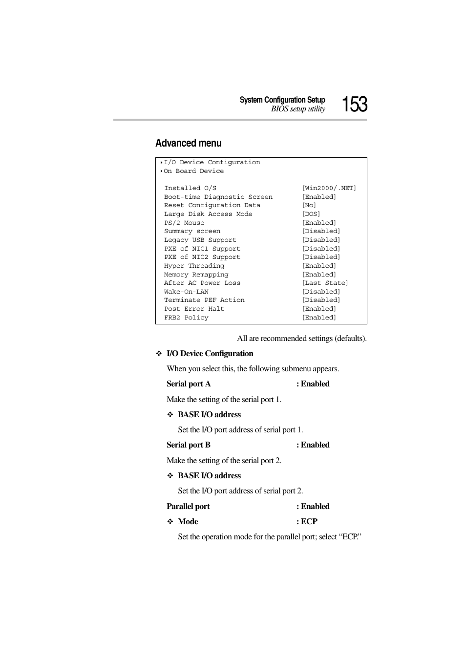 Advanced menu | Toshiba Magnia 3310 User Manual | Page 171 / 257