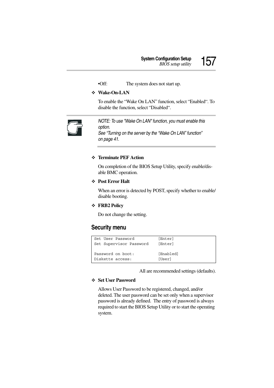 Security menu | Toshiba Magnia 3310 User Manual | Page 175 / 257