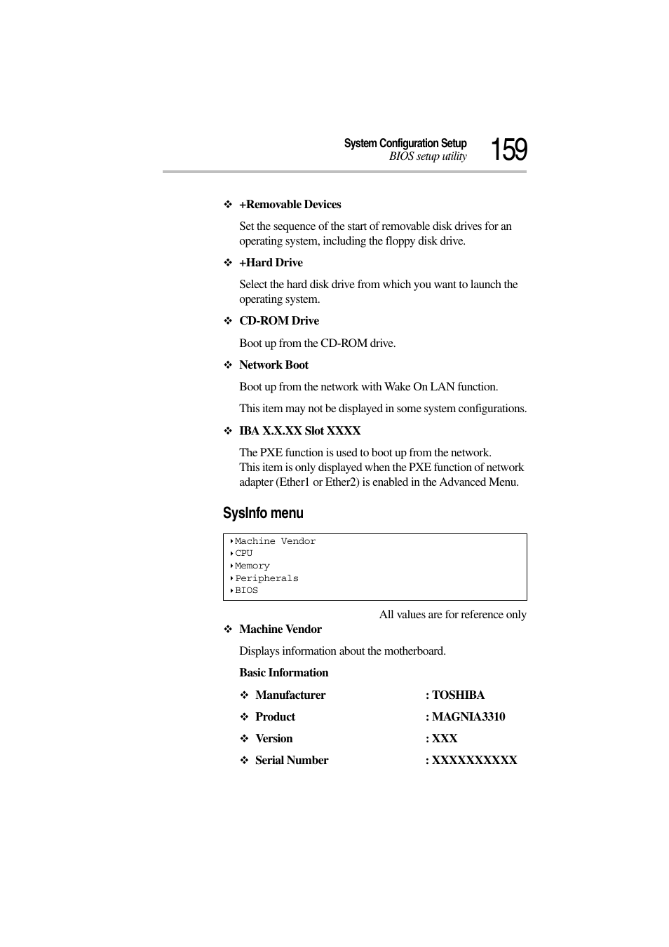 Sysinfo menu | Toshiba Magnia 3310 User Manual | Page 177 / 257