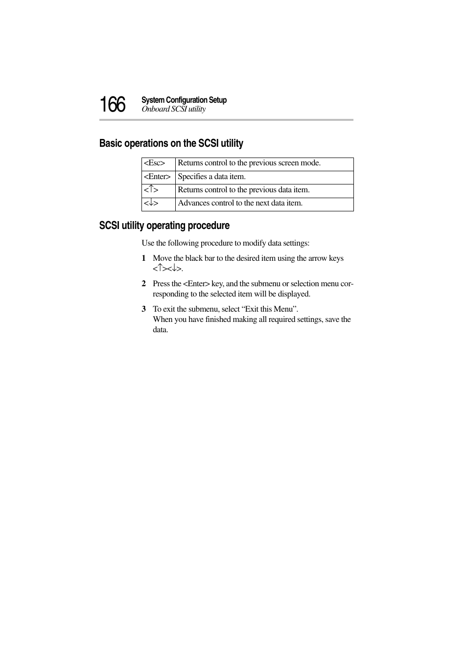 Basic operations on the scsi utility, Scsi utility operating procedure | Toshiba Magnia 3310 User Manual | Page 184 / 257