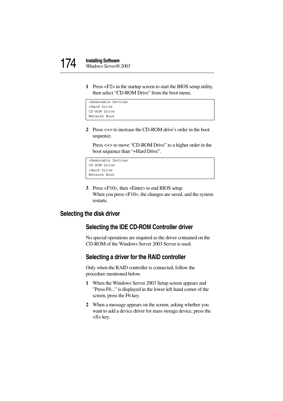 Selecting the disk driver, Selecting a driver for the raid controller | Toshiba Magnia 3310 User Manual | Page 191 / 257