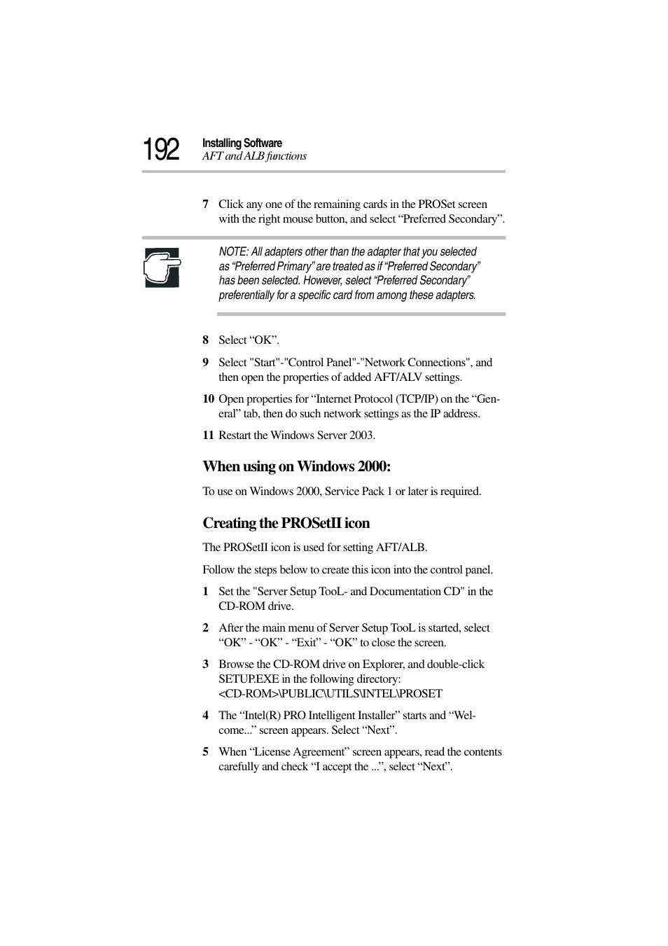 When using on windows 2000, Creating the prosetii icon | Toshiba Magnia 3310 User Manual | Page 209 / 257