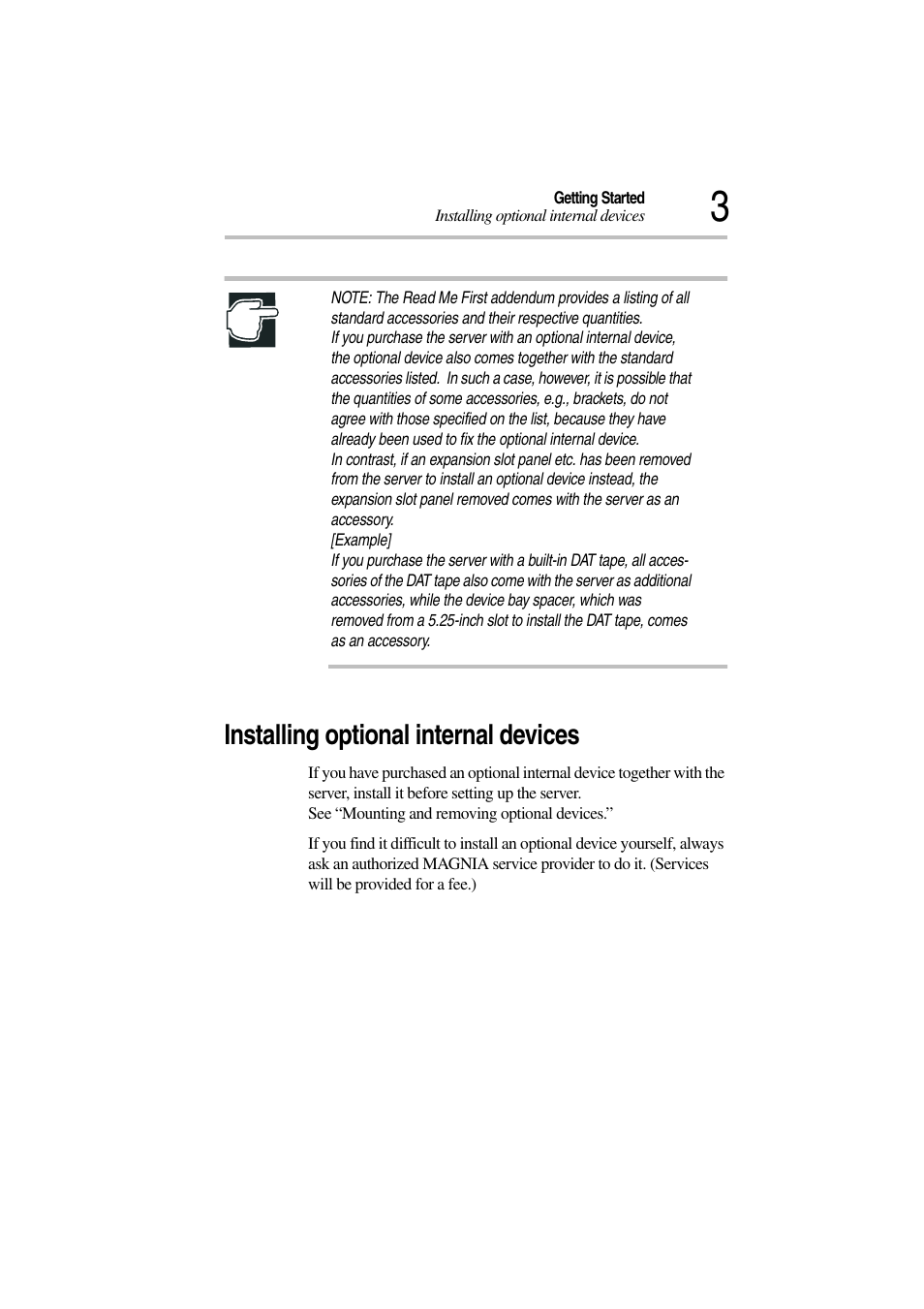 Installing optional internal devices | Toshiba Magnia 3310 User Manual | Page 22 / 257