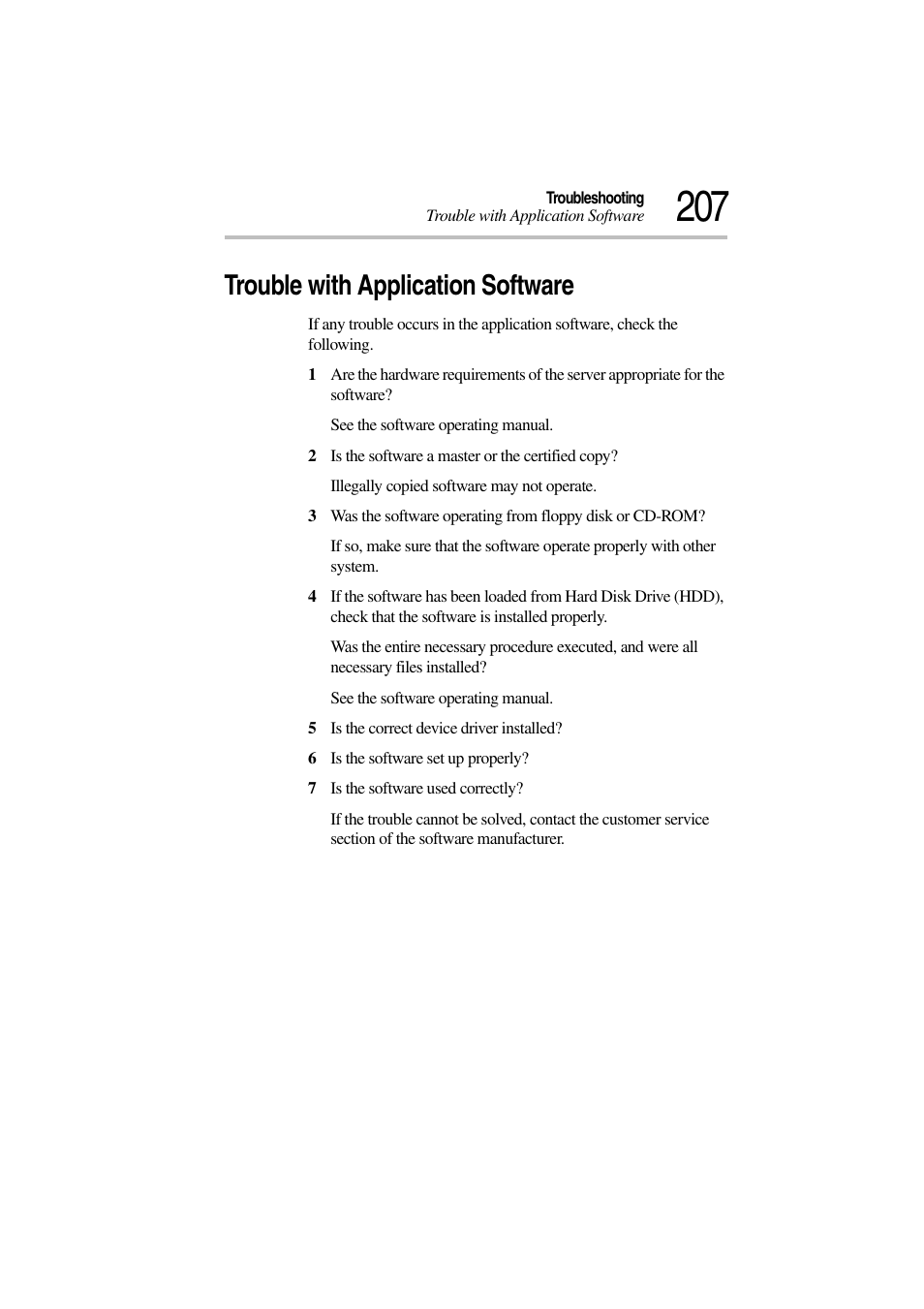 Trouble with application software | Toshiba Magnia 3310 User Manual | Page 223 / 257