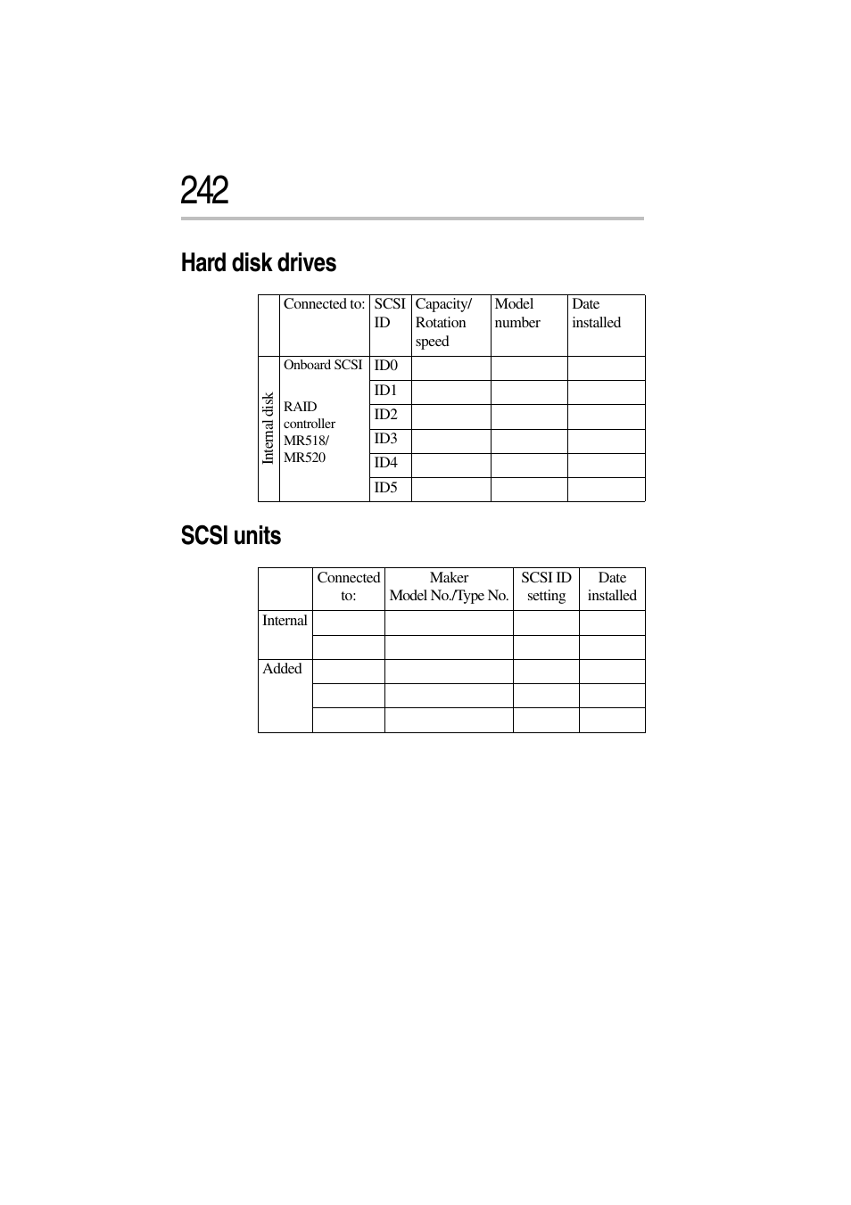 Hard disk drives, Scsi units, Hard disk drives scsi units | Toshiba Magnia 3310 User Manual | Page 256 / 257