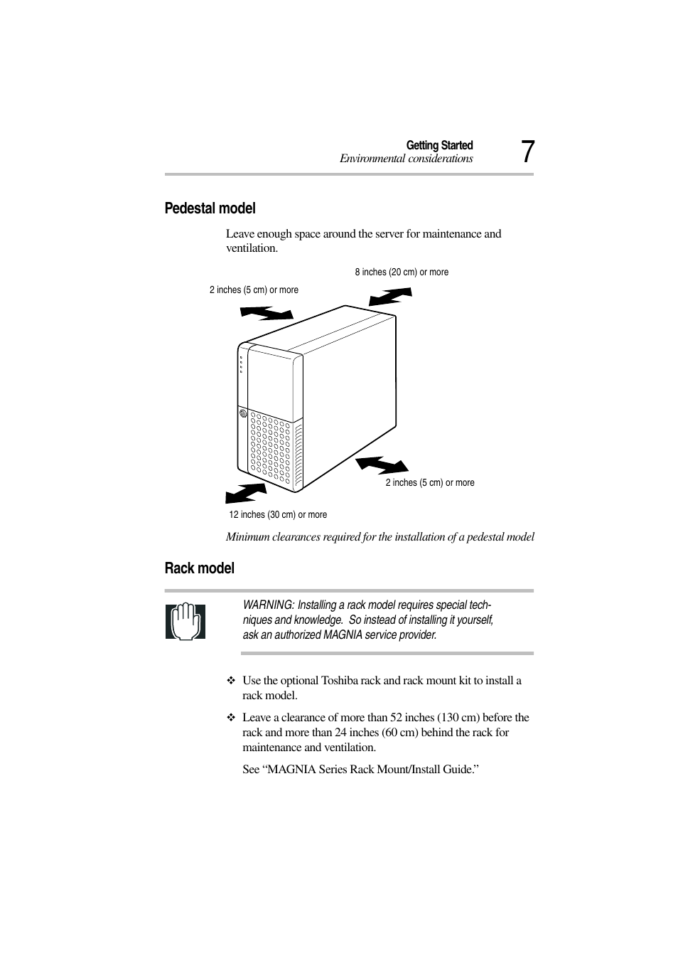 Pedestal model, Rack model, Pedestal model rack model | Toshiba Magnia 3310 User Manual | Page 26 / 257