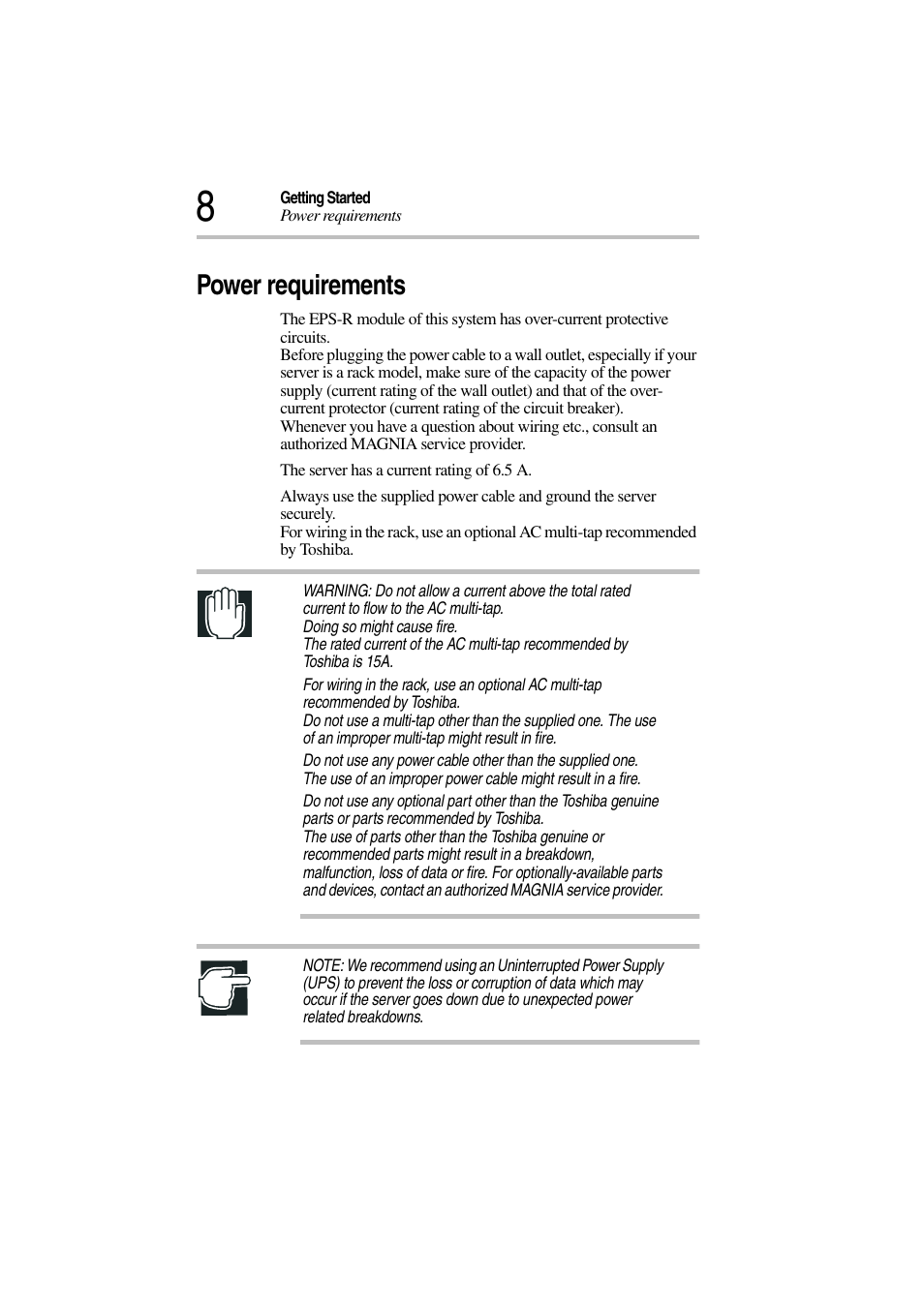 Power requirements | Toshiba Magnia 3310 User Manual | Page 27 / 257