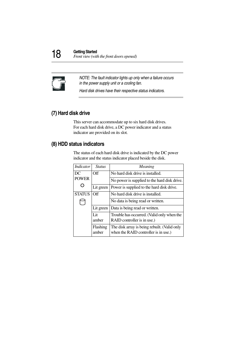 7) hard disk drive, 8) hdd status indicators, 7) hard disk drive (8) hdd status indicators | Toshiba Magnia 3310 User Manual | Page 37 / 257