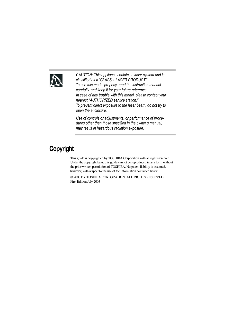 Copyright | Toshiba Magnia 3310 User Manual | Page 4 / 257