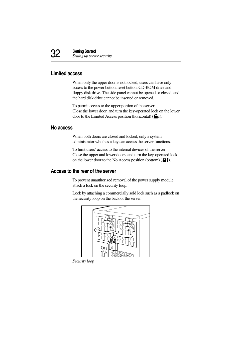 Limited access, No access, Access to the rear of the server | Toshiba Magnia 3310 User Manual | Page 51 / 257