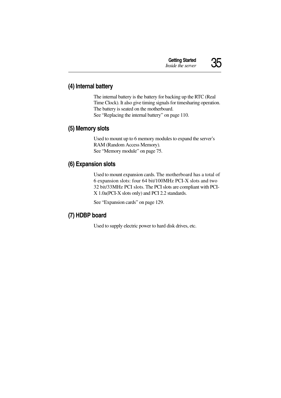 4) internal battery, 5) memory slots, 6) expansion slots | 7) hdbp board | Toshiba Magnia 3310 User Manual | Page 54 / 257