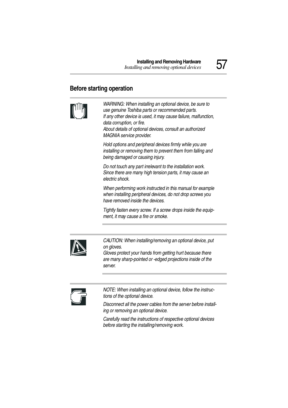 Before starting operation | Toshiba Magnia 3310 User Manual | Page 75 / 257