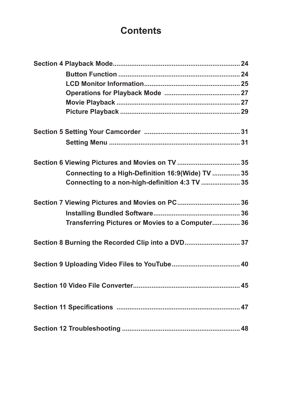 Toshiba Camileo A35 User Manual | Page 4 / 52