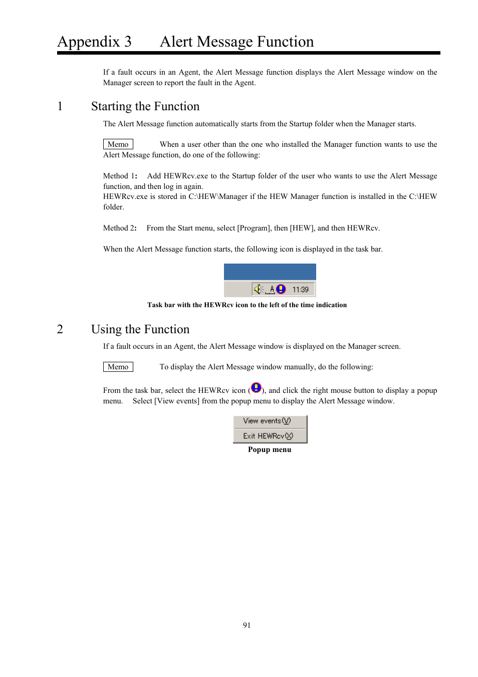 Appendix 3, Alert message function, Starting the function | Using the function, Appendix 3 alert message function, 1starting the function, 2using the function | Toshiba Magnia 550d User Manual | Page 103 / 140