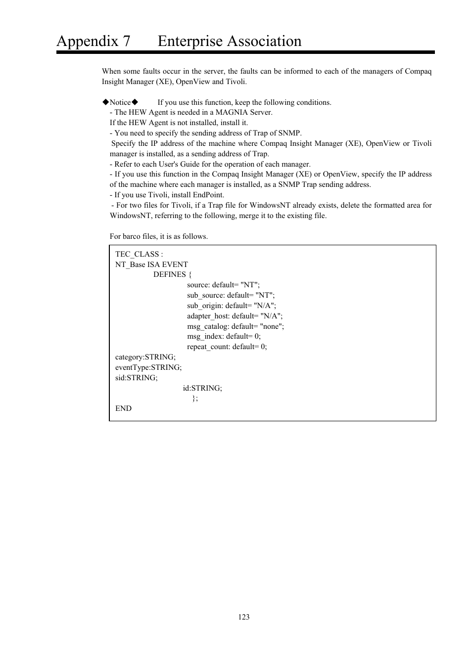 Appendix 7, Enterprise association, Appendix 7 enterprise association | Toshiba Magnia 550d User Manual | Page 135 / 140