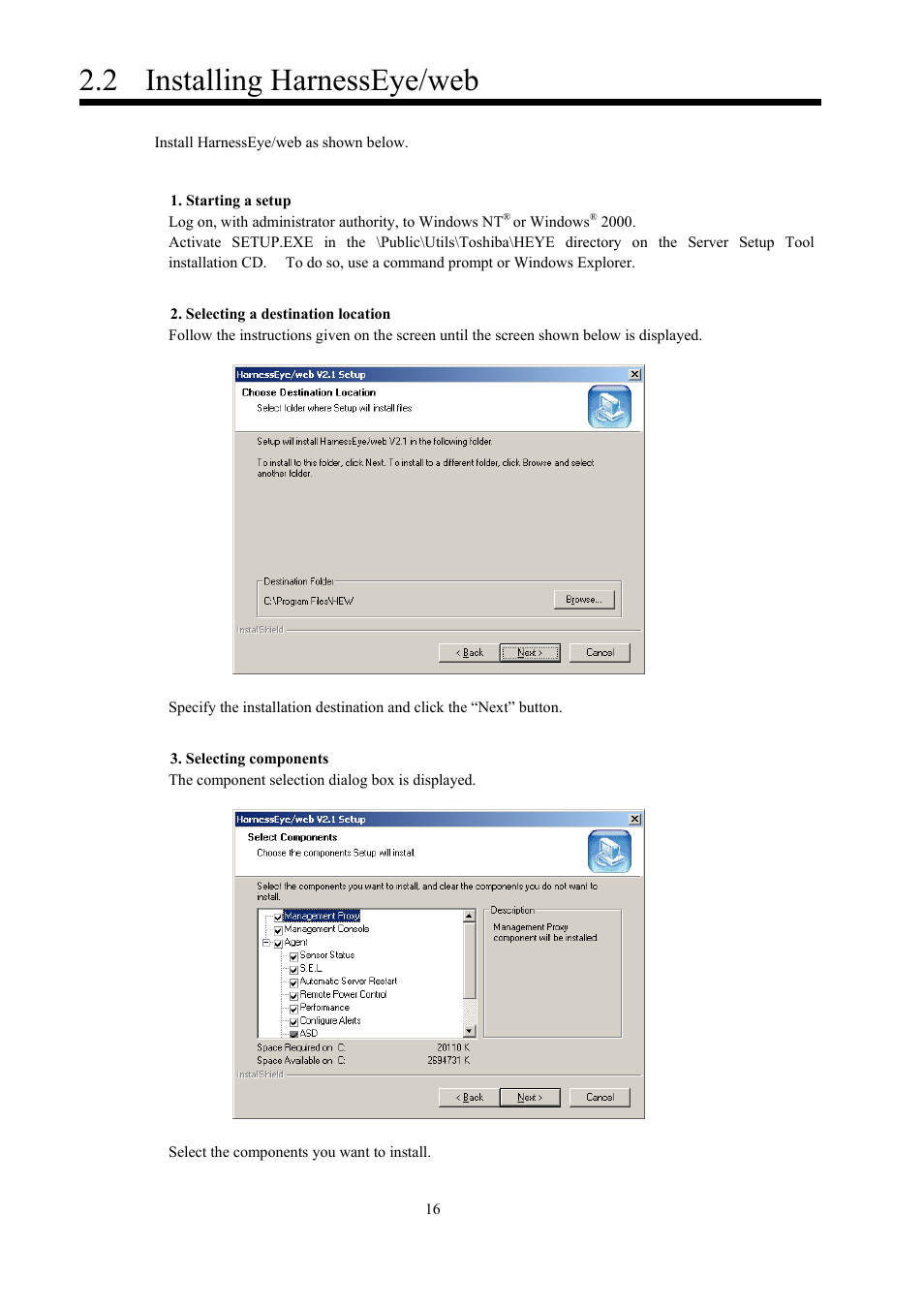 Installing harnesseye/web, 2 installing harnesseye/web | Toshiba Magnia 550d User Manual | Page 28 / 140