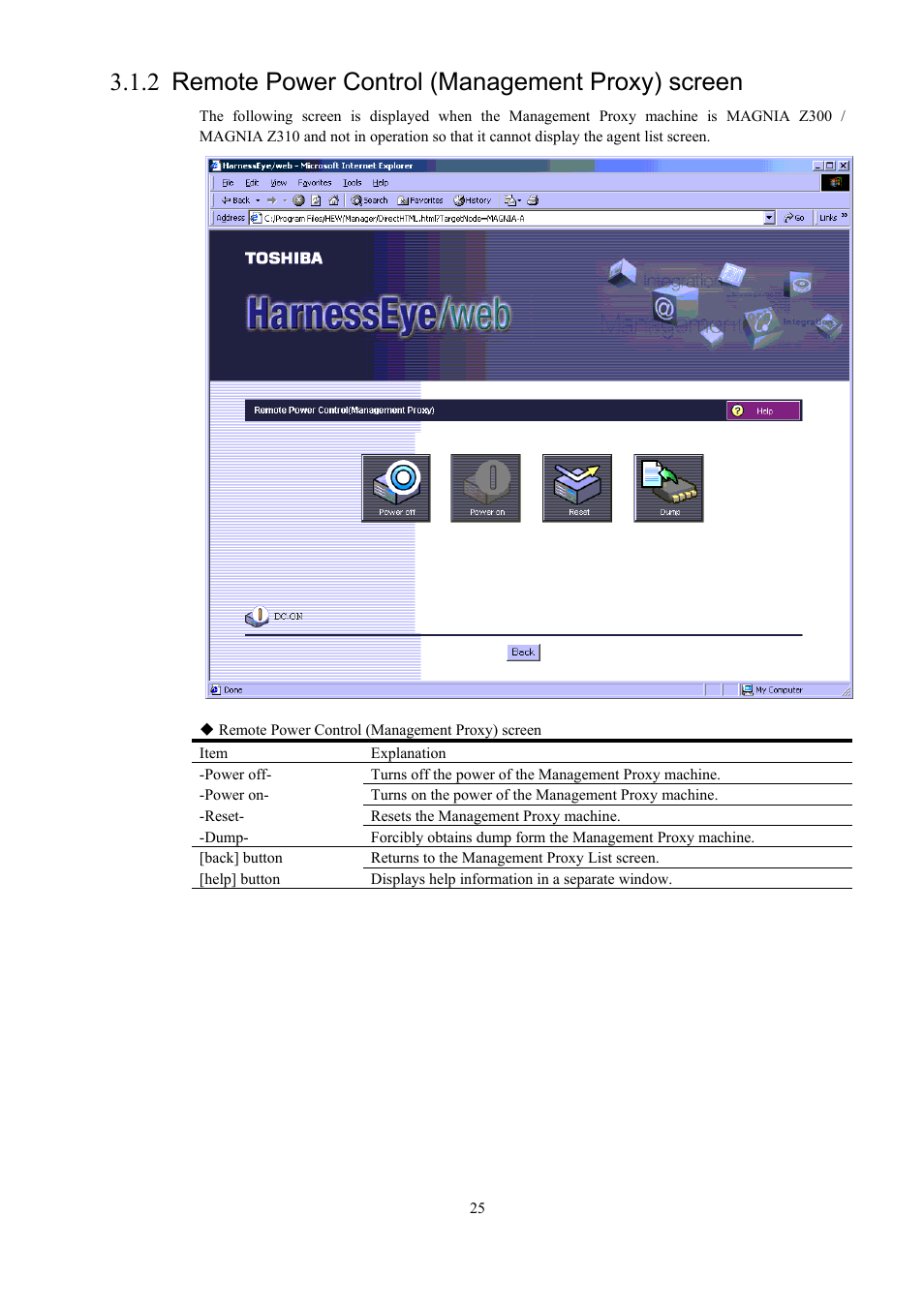 Remote power control (management proxy) screen, 2 remote power control (management proxy) screen | Toshiba Magnia 550d User Manual | Page 37 / 140