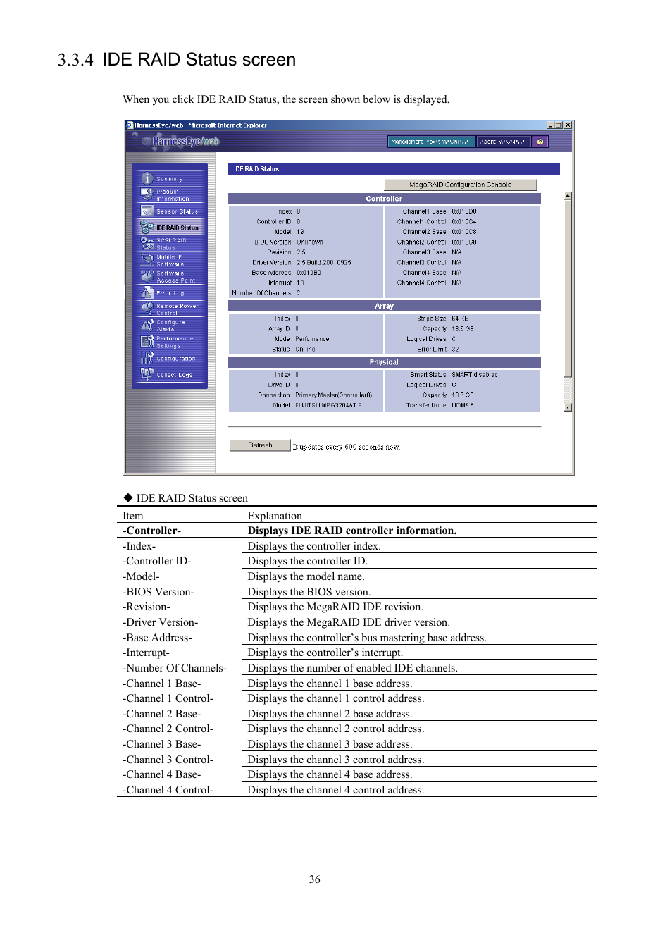 Ide raid status screen, 4 ide raid status screen | Toshiba Magnia 550d User Manual | Page 48 / 140