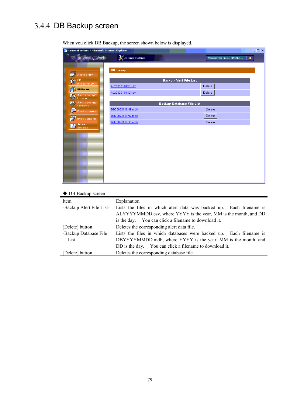 Db backup screen, 4 db backup screen | Toshiba Magnia 550d User Manual | Page 91 / 140