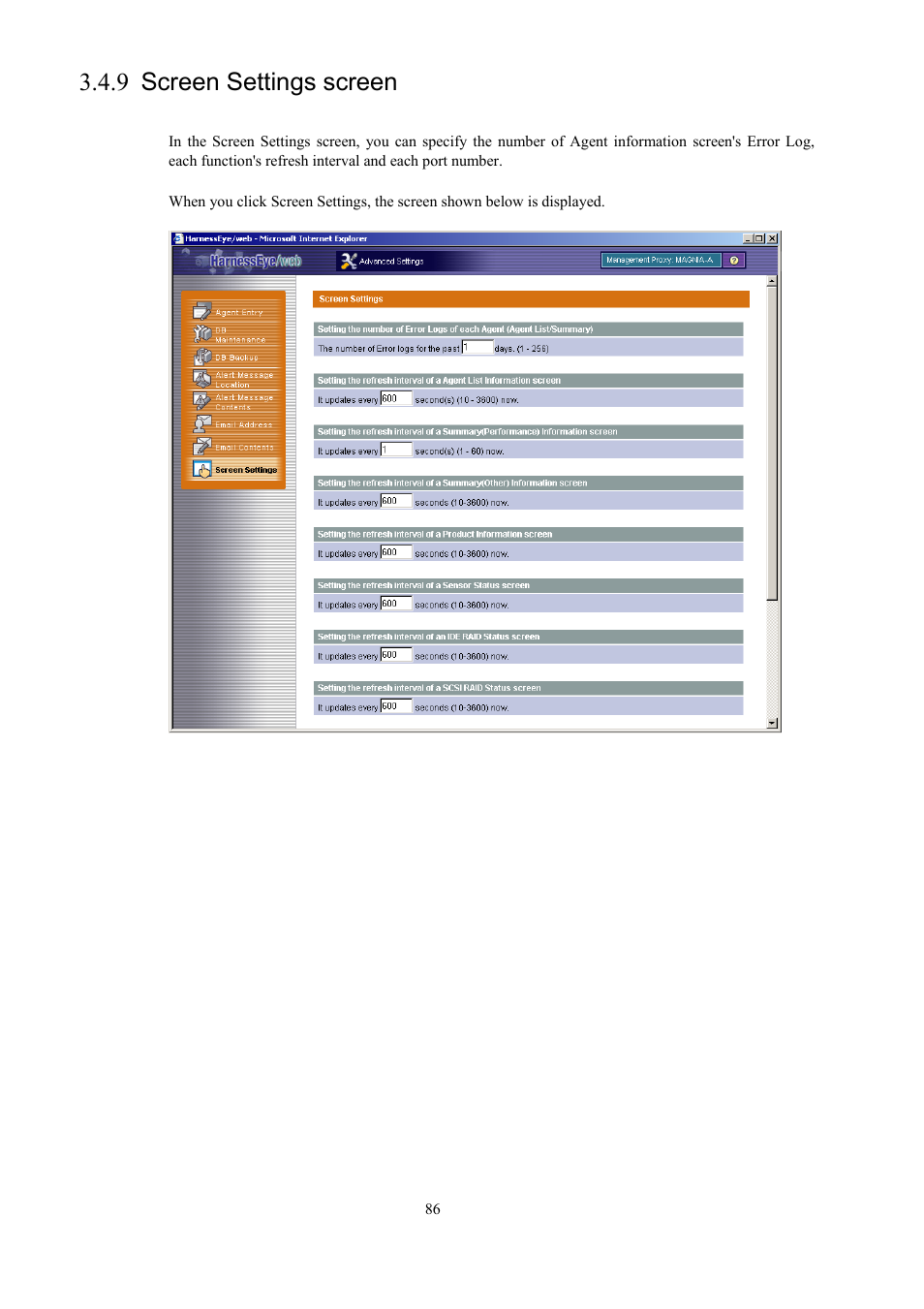 Screen settings screen, 9 screen settings screen | Toshiba Magnia 550d User Manual | Page 98 / 140