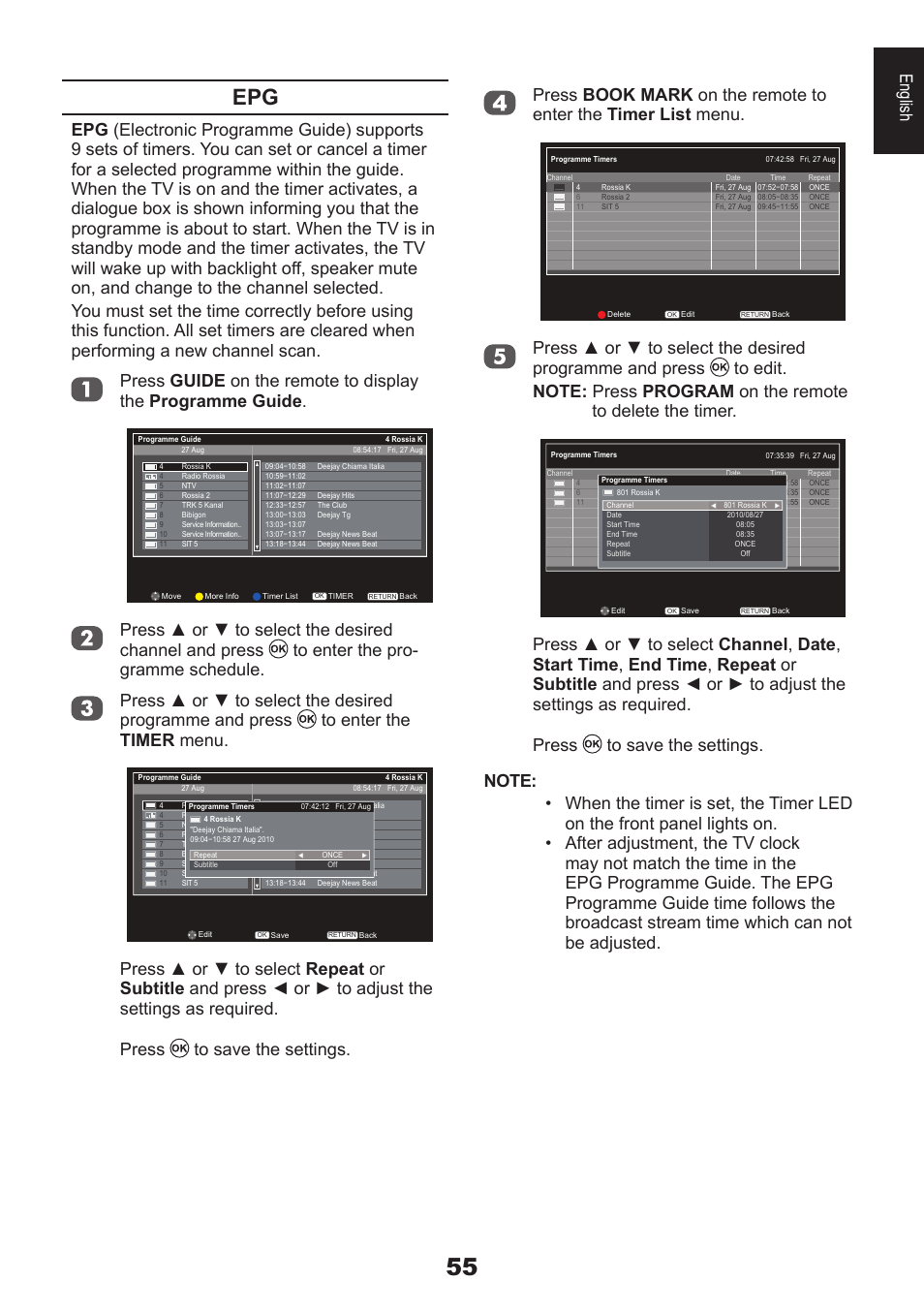 English | Toshiba DB833 User Manual | Page 55 / 100