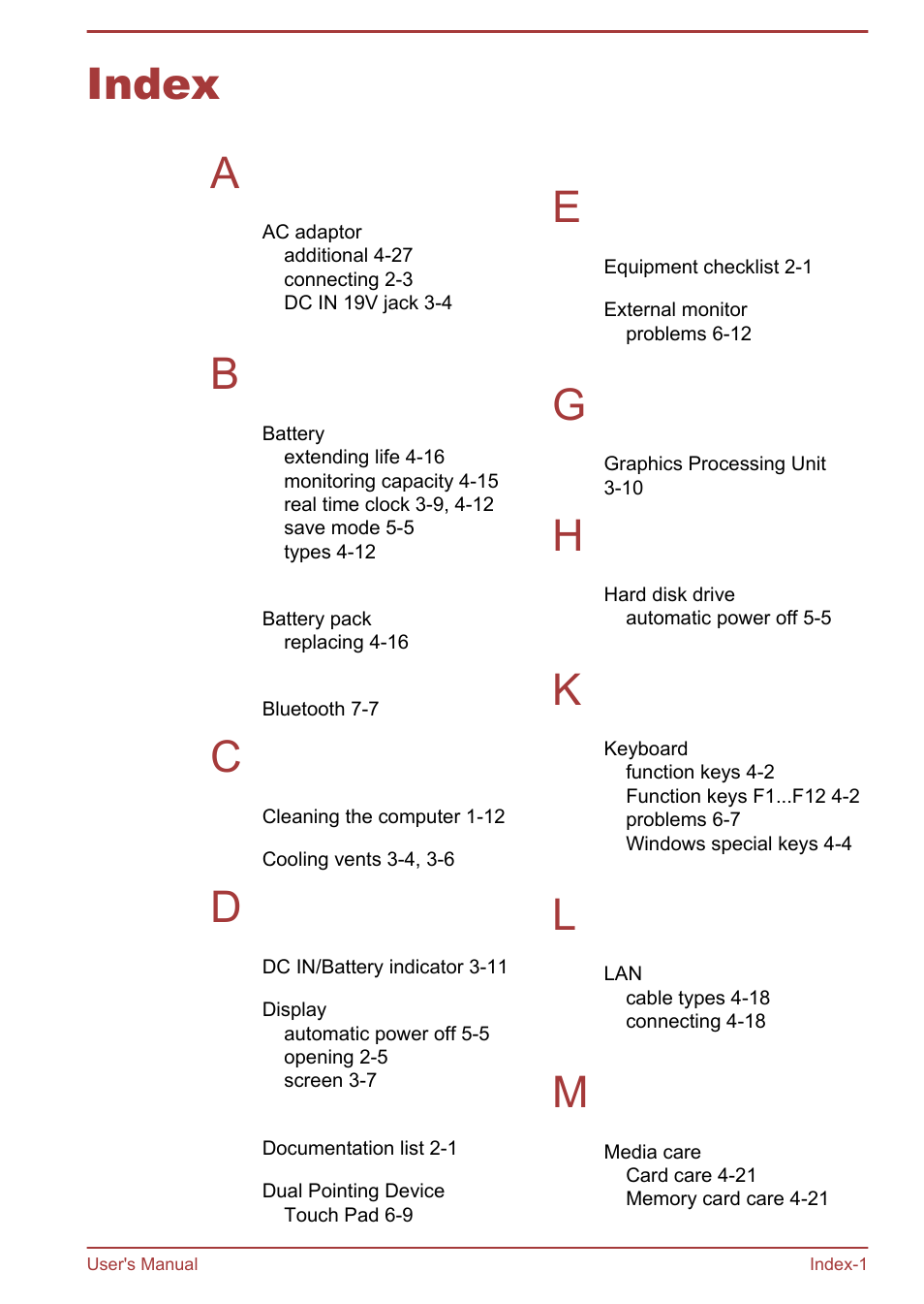 Index, Index a | Toshiba Satellite Pro R50-B User Manual | Page 126 / 128