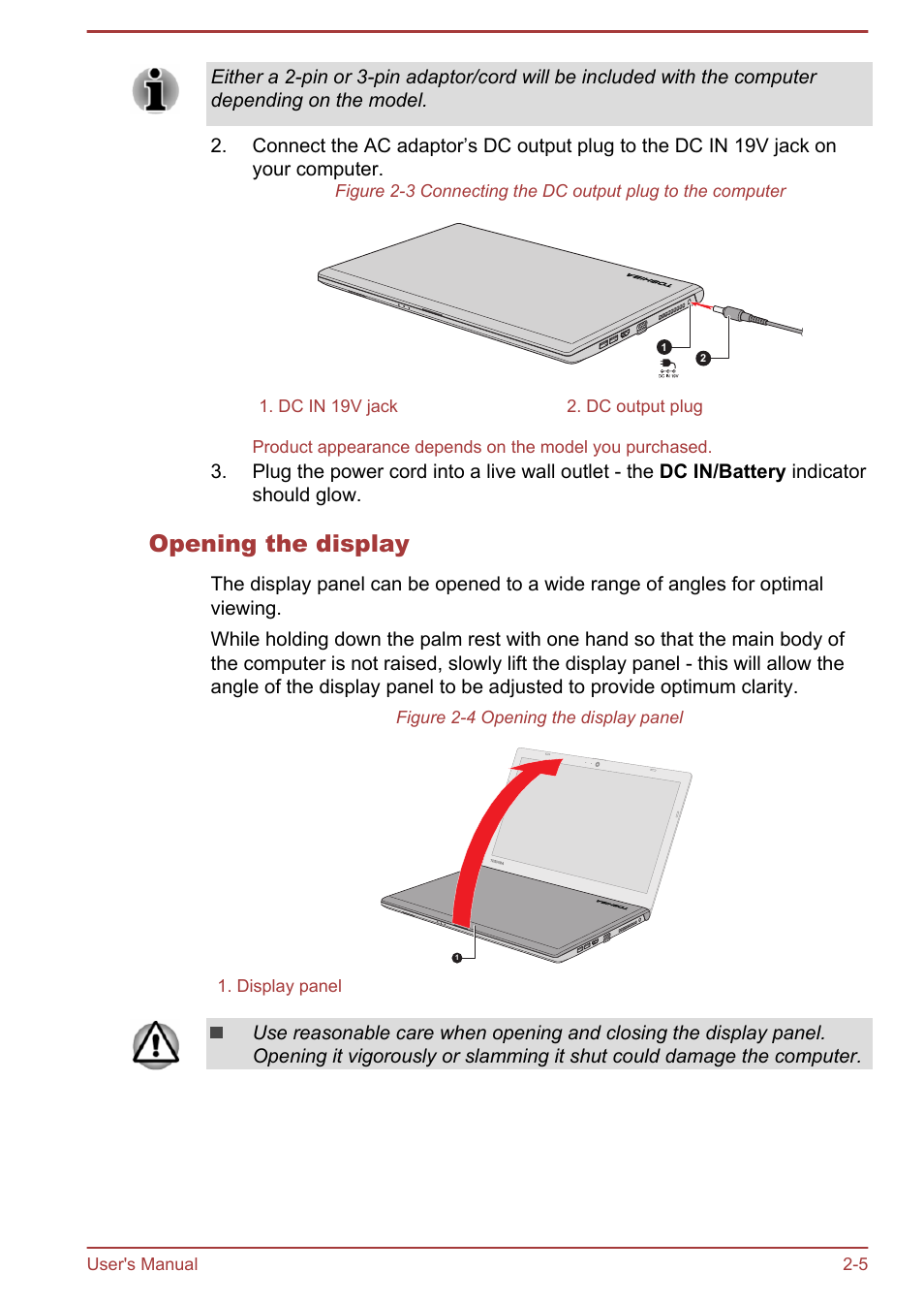 Opening the display | Toshiba Satellite Pro R50-B User Manual | Page 22 / 128
