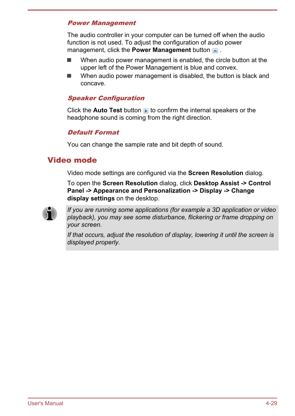 Video mode | Toshiba Satellite Pro R50-B User Manual | Page 71 / 128