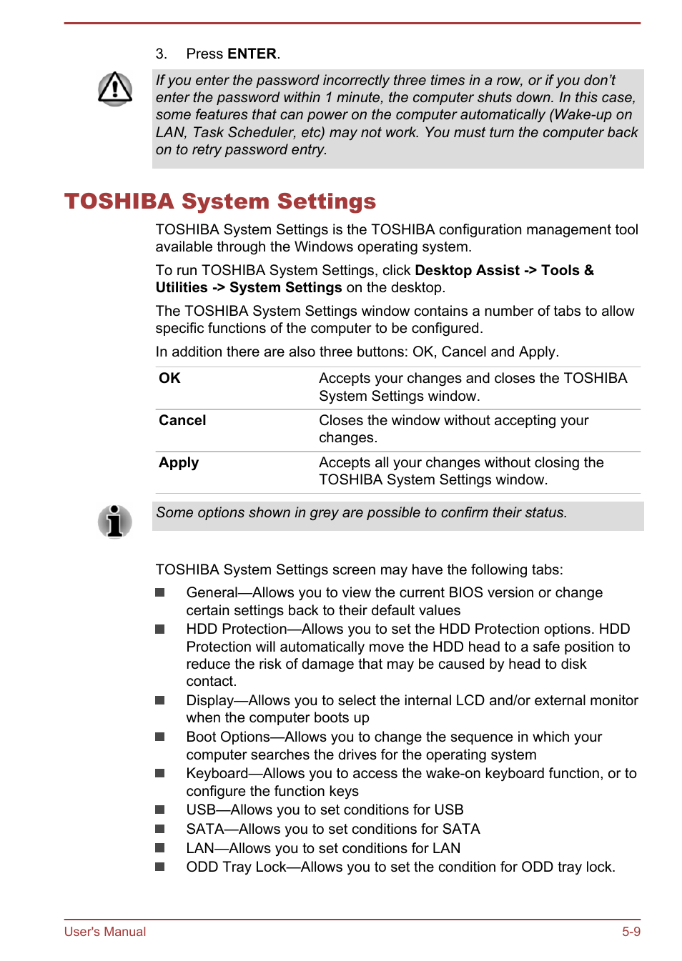 Toshiba system settings, Toshiba system settings -9 | Toshiba Satellite Pro R50-B User Manual | Page 80 / 128