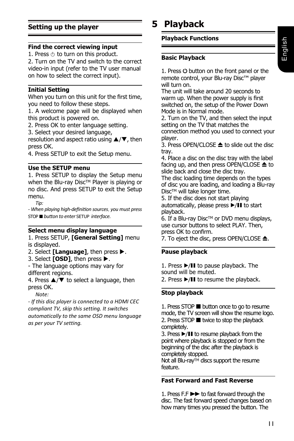 5playback | Toshiba BDX3300 User Manual | Page 11 / 45