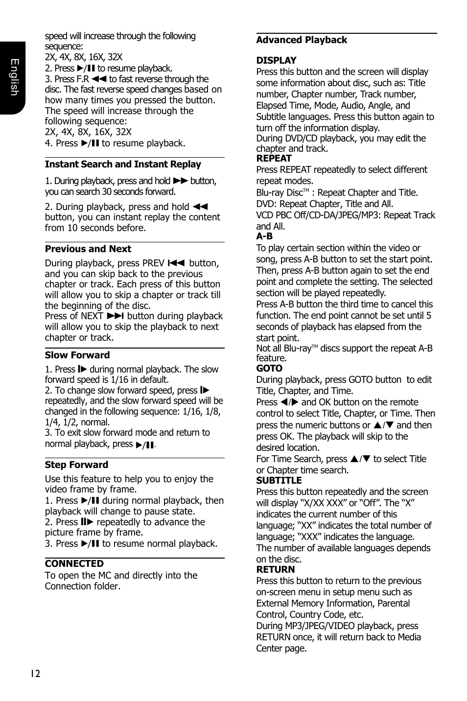 Toshiba BDX3300 User Manual | Page 12 / 45