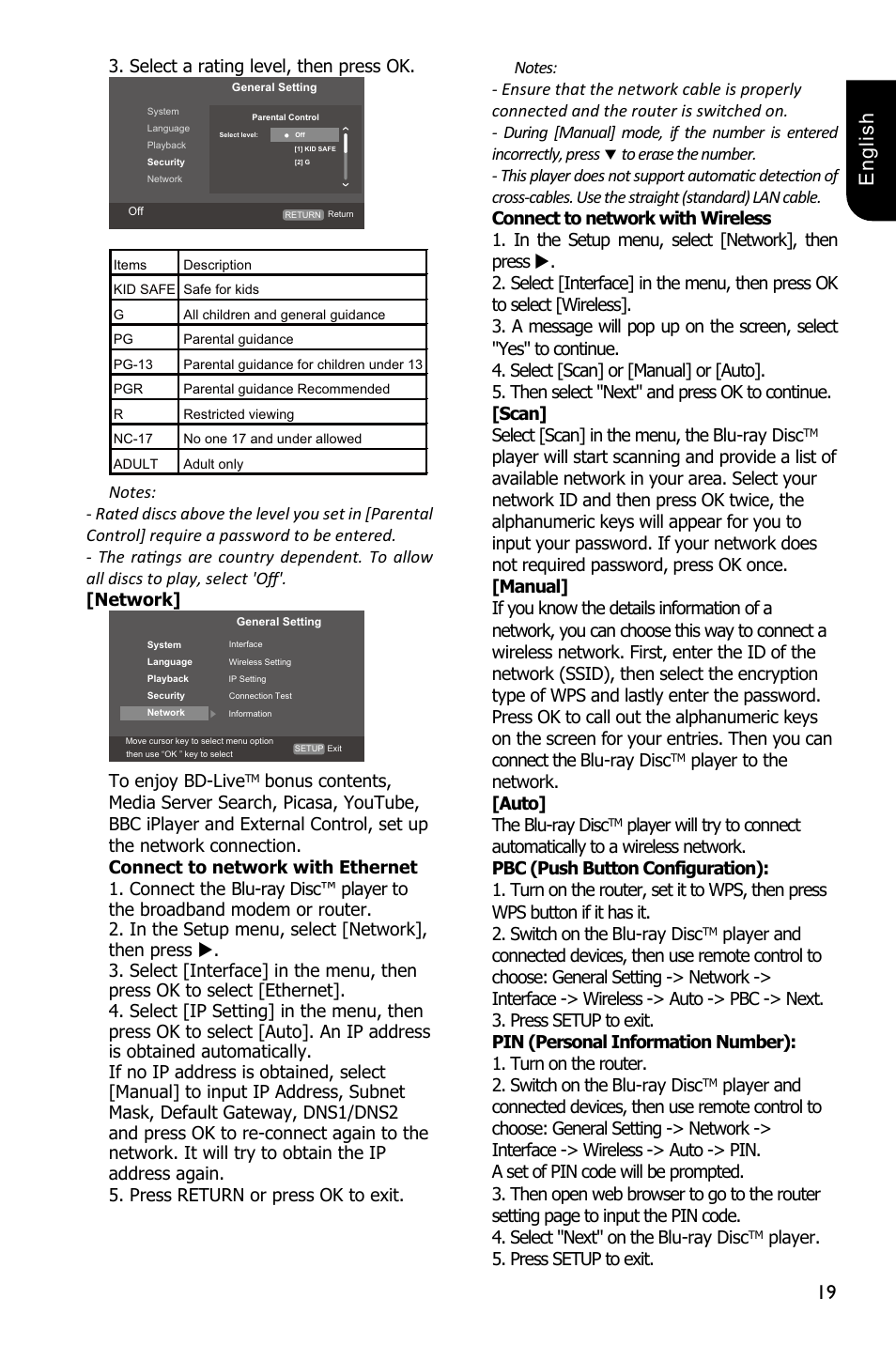 19 english | Toshiba BDX3300 User Manual | Page 19 / 45