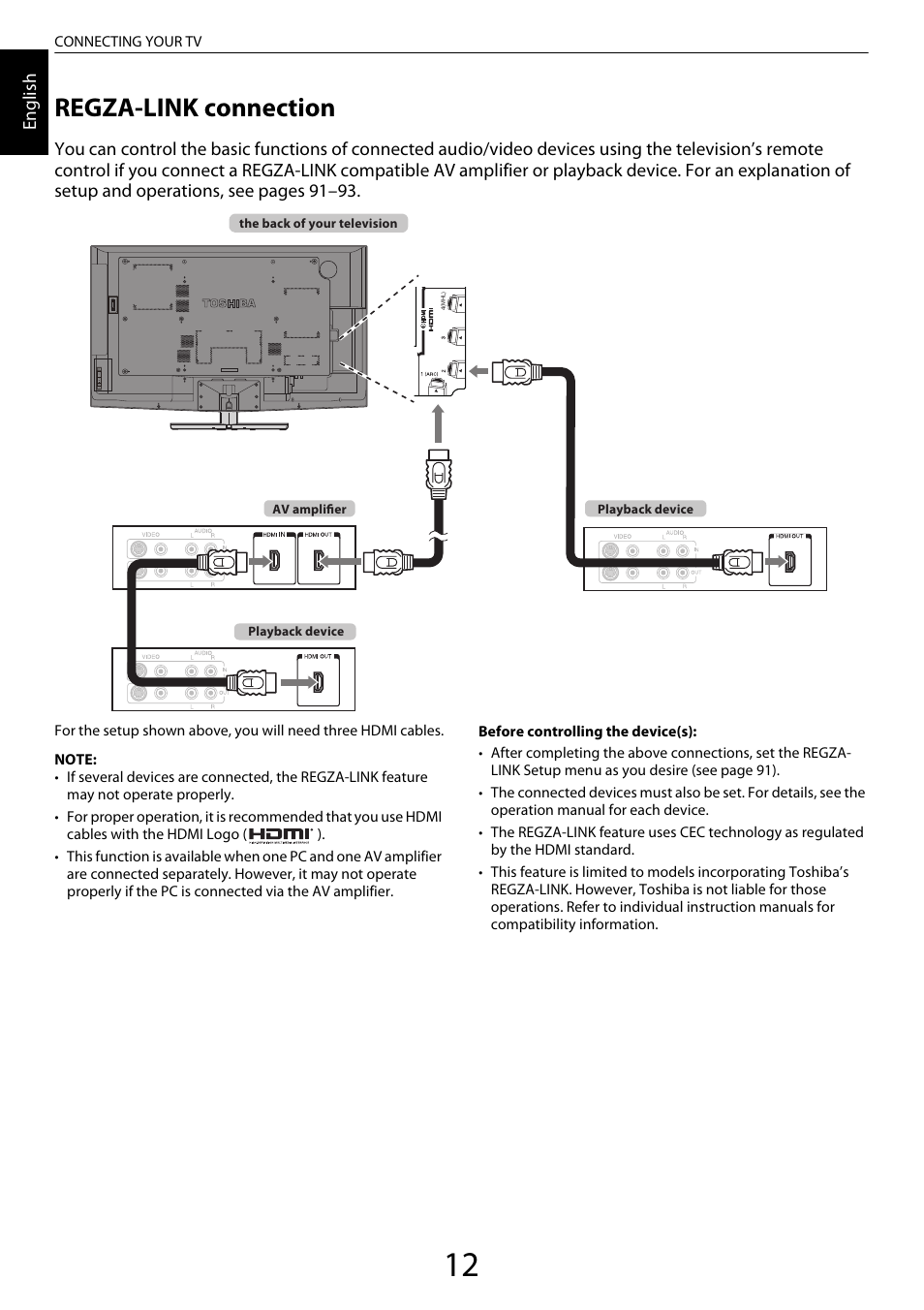 Regza-link connection | Toshiba ZL2 User Manual | Page 12 / 108