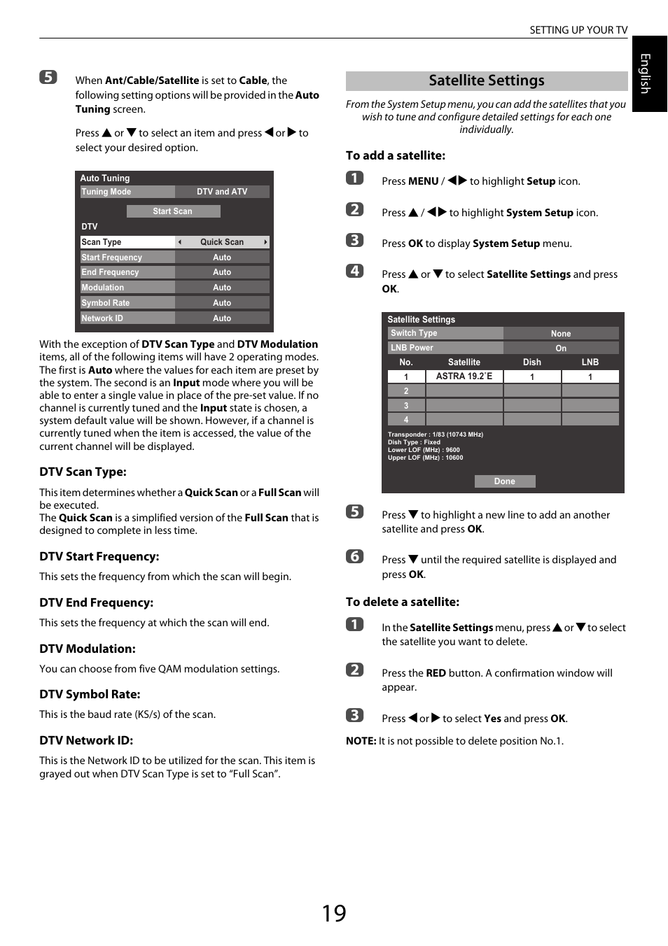 Satellite settings | Toshiba ZL2 User Manual | Page 19 / 108