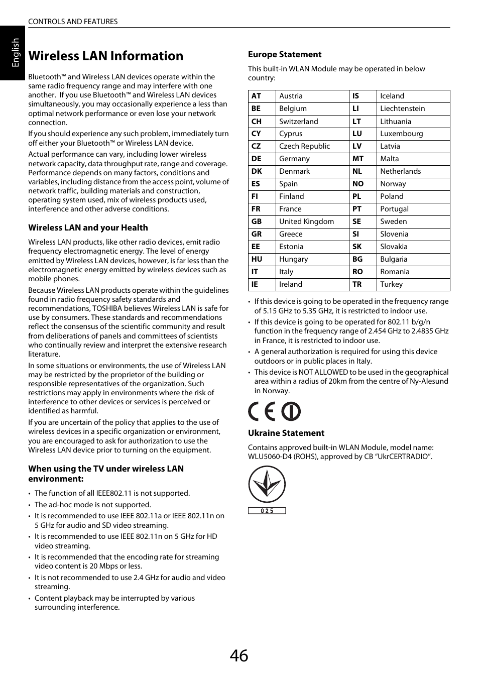 Wireless lan information | Toshiba ZL2 User Manual | Page 46 / 108