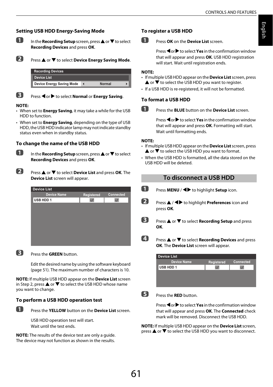 To disconnect a usb hdd | Toshiba ZL2 User Manual | Page 61 / 108