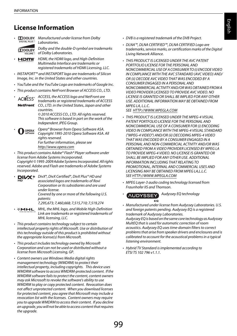 License information | Toshiba ZL2 User Manual | Page 99 / 108