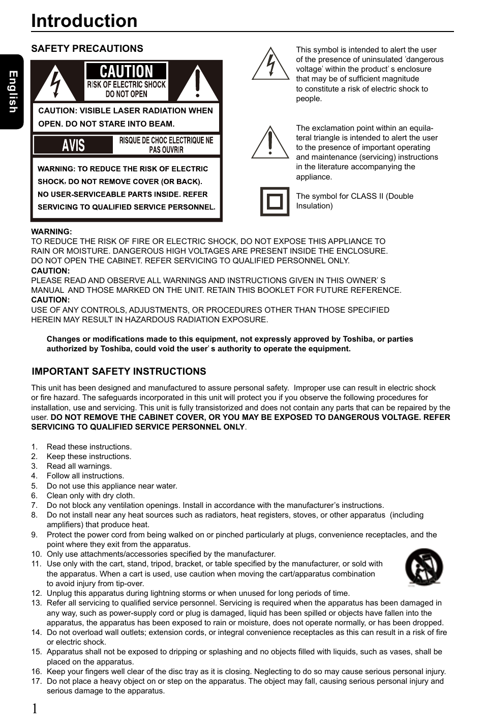 Introduction, English | Toshiba SD3005 User Manual | Page 2 / 26