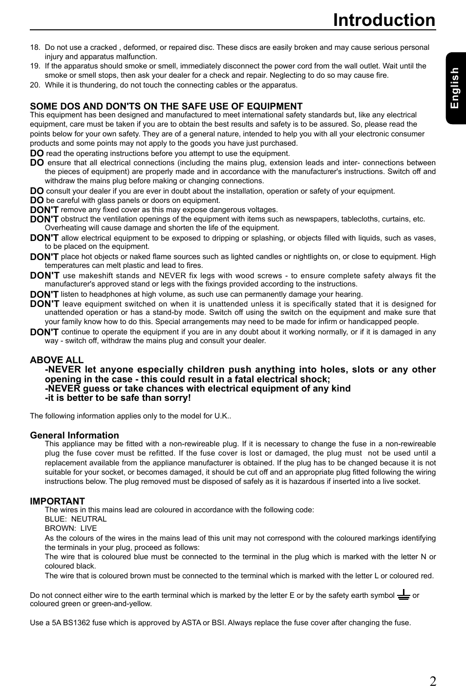 Introduction, English | Toshiba SD3005 User Manual | Page 3 / 26