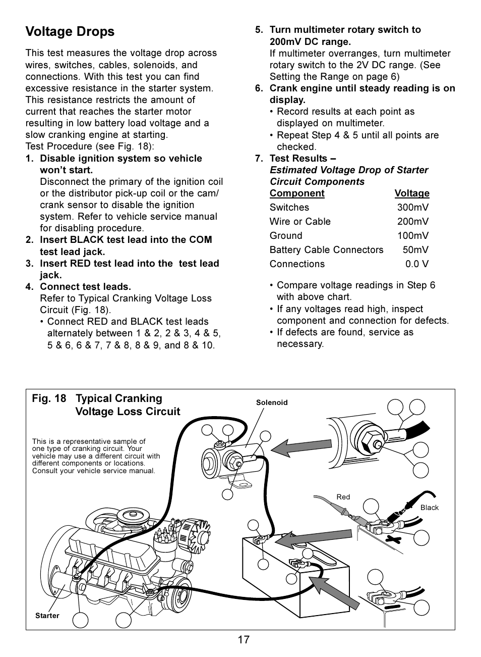 Voltage drops | Actron Digital Multimeter CP7676 User Manual | Page 17 / 72