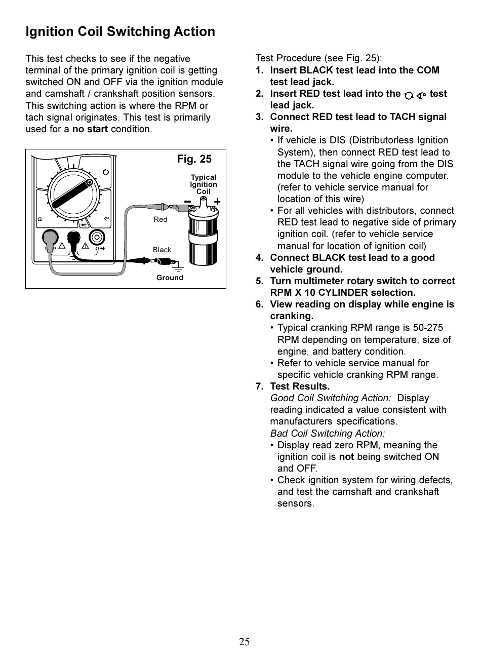 Ignition coil switching action, Fig. 25 | Actron Digital Multimeter CP7676 User Manual | Page 25 / 72